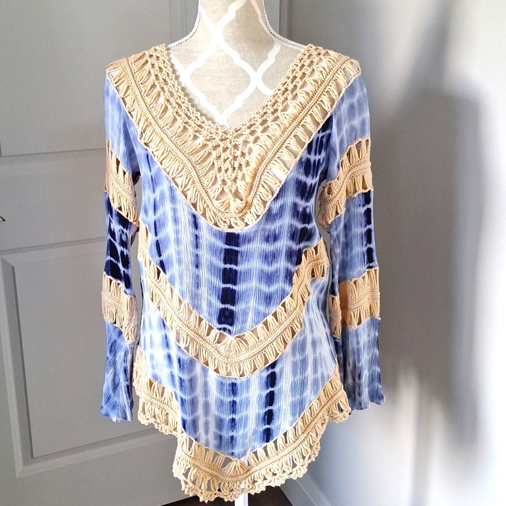 [M] Boho crochet tie/die top